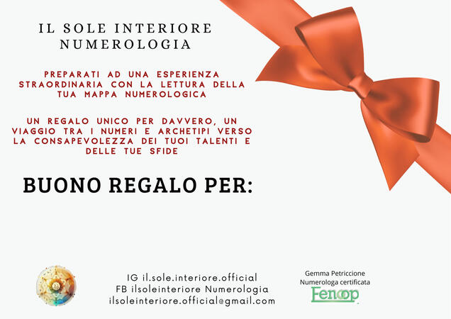 IDEA REGALO ORIGINALE! REGALA LA LETTURA DELLA MAPPA NUMEROLOGICA, SCRIVIMI E RICEVERAI IL BUONO DA SCARICARE